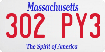 MA license plate 302PY3