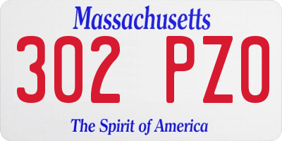 MA license plate 302PZ0