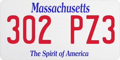 MA license plate 302PZ3