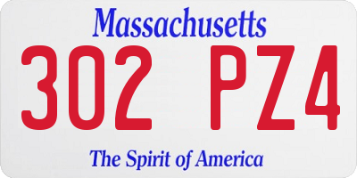 MA license plate 302PZ4