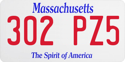 MA license plate 302PZ5