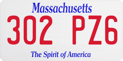 MA license plate 302PZ6
