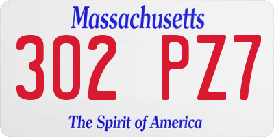 MA license plate 302PZ7