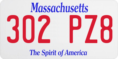 MA license plate 302PZ8