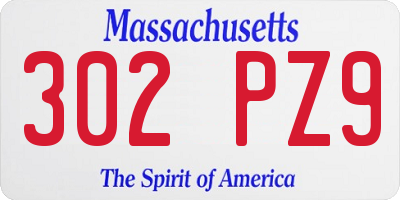 MA license plate 302PZ9