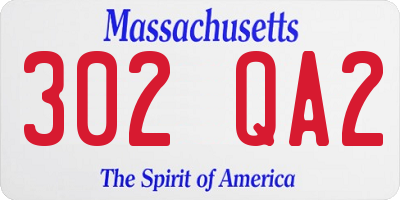 MA license plate 302QA2
