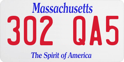 MA license plate 302QA5