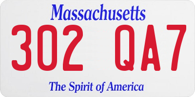 MA license plate 302QA7
