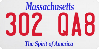 MA license plate 302QA8