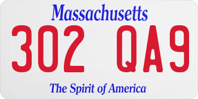 MA license plate 302QA9