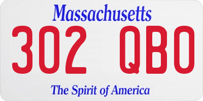 MA license plate 302QB0