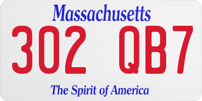 MA license plate 302QB7