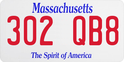 MA license plate 302QB8