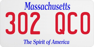 MA license plate 302QC0
