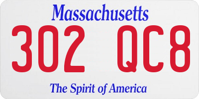 MA license plate 302QC8