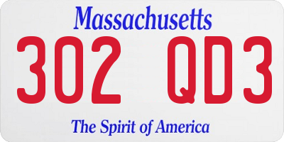 MA license plate 302QD3