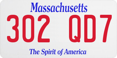 MA license plate 302QD7