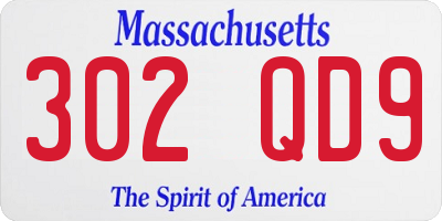 MA license plate 302QD9
