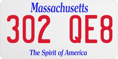 MA license plate 302QE8