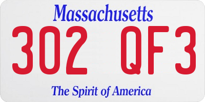 MA license plate 302QF3