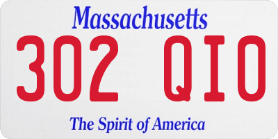 MA license plate 302QI0