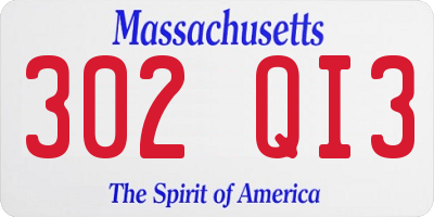 MA license plate 302QI3