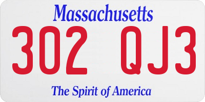 MA license plate 302QJ3