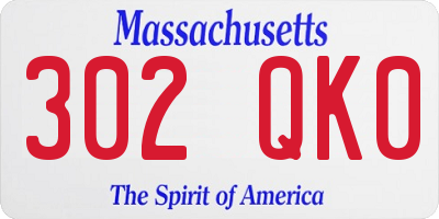 MA license plate 302QK0