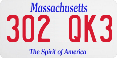 MA license plate 302QK3