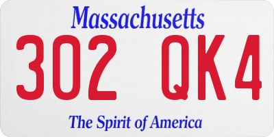 MA license plate 302QK4