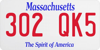 MA license plate 302QK5