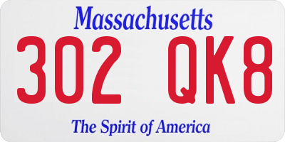 MA license plate 302QK8