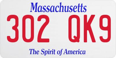MA license plate 302QK9