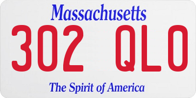 MA license plate 302QL0