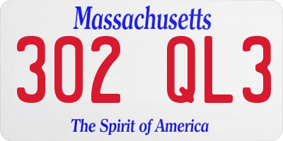 MA license plate 302QL3