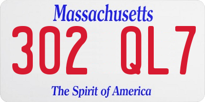 MA license plate 302QL7