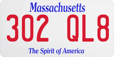 MA license plate 302QL8