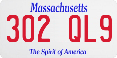 MA license plate 302QL9