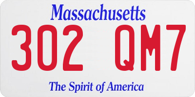 MA license plate 302QM7