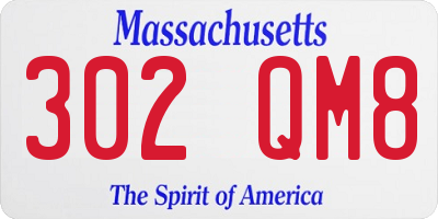 MA license plate 302QM8