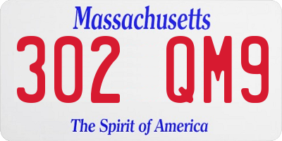 MA license plate 302QM9