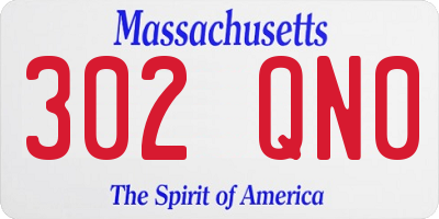 MA license plate 302QN0