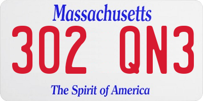 MA license plate 302QN3