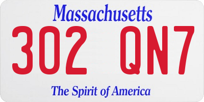 MA license plate 302QN7