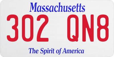 MA license plate 302QN8