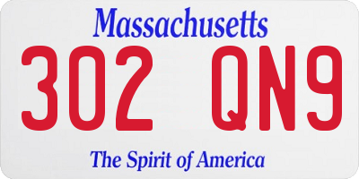 MA license plate 302QN9