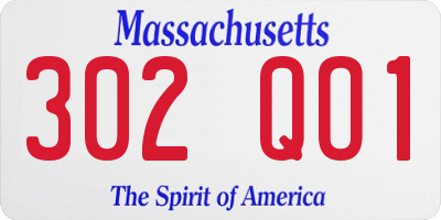 MA license plate 302QO1