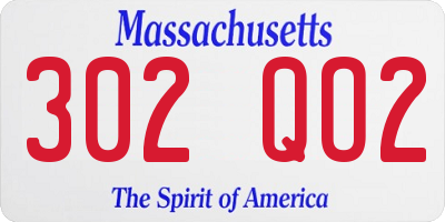 MA license plate 302QO2