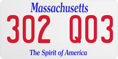 MA license plate 302QO3