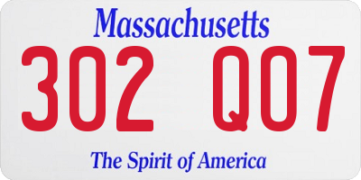MA license plate 302QO7